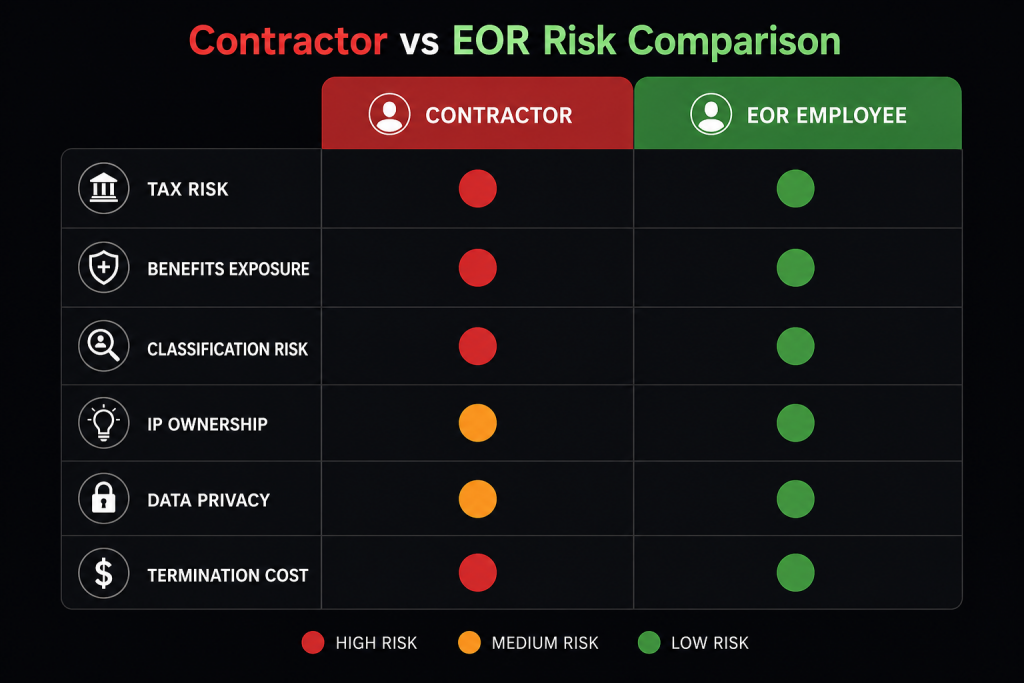 Contractor vs EOR Risk Comparison

